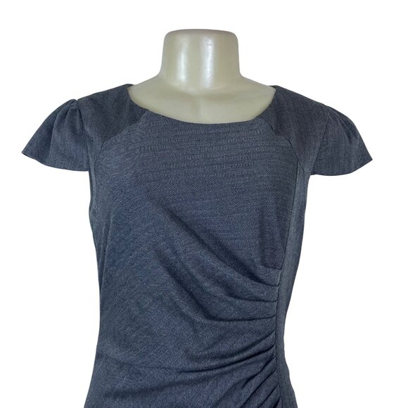 Ruby Belle Womens Gray Herringbone Cap Sleeve Sheath Dress Stylish Size 8 - Picture 4 of 8